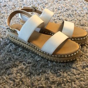 White and gold embellished sandals